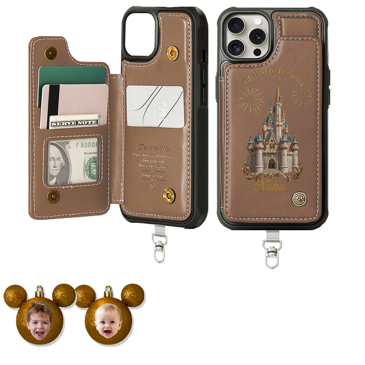Personalized Phone Wallet with Charms Gift for Grandma | Customizable Phone Wallet With Charms GradoCreations