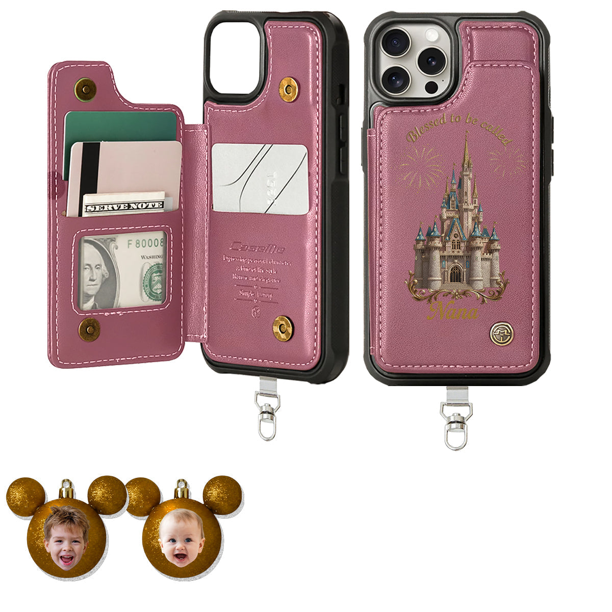 Personalized Phone Wallet with Charms Gift for Grandma | Customizable Phone Wallet With Charms GradoCreations