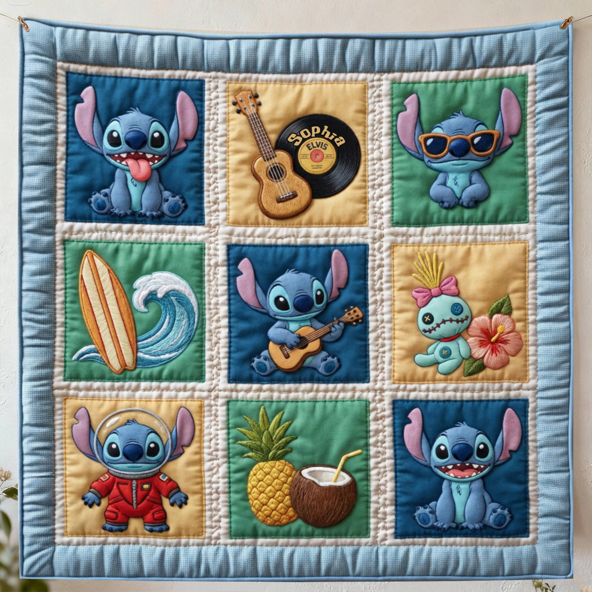 Personalized Ohana Blanket with Tropical Alien Vibes Blanket GradoCreations
