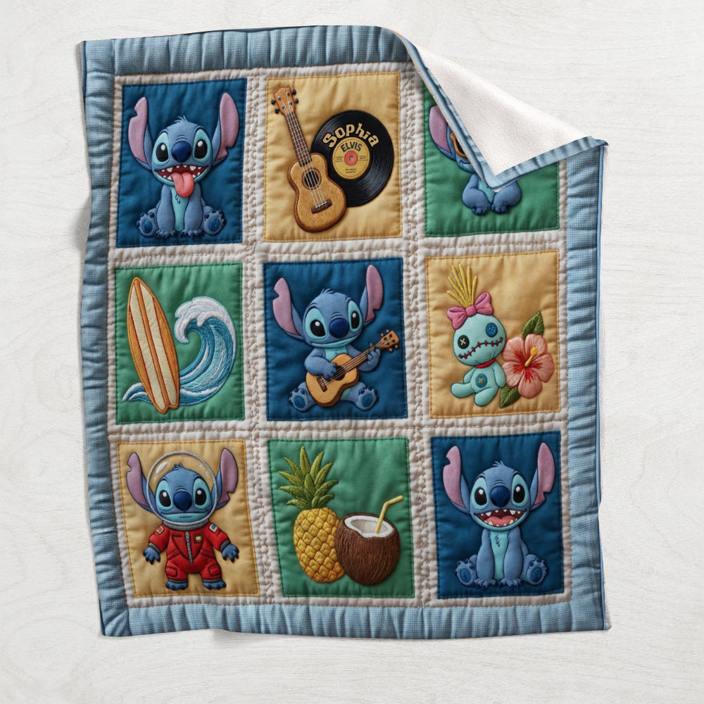 Personalized Ohana Blanket with Tropical Alien Vibes Blanket GradoCreations