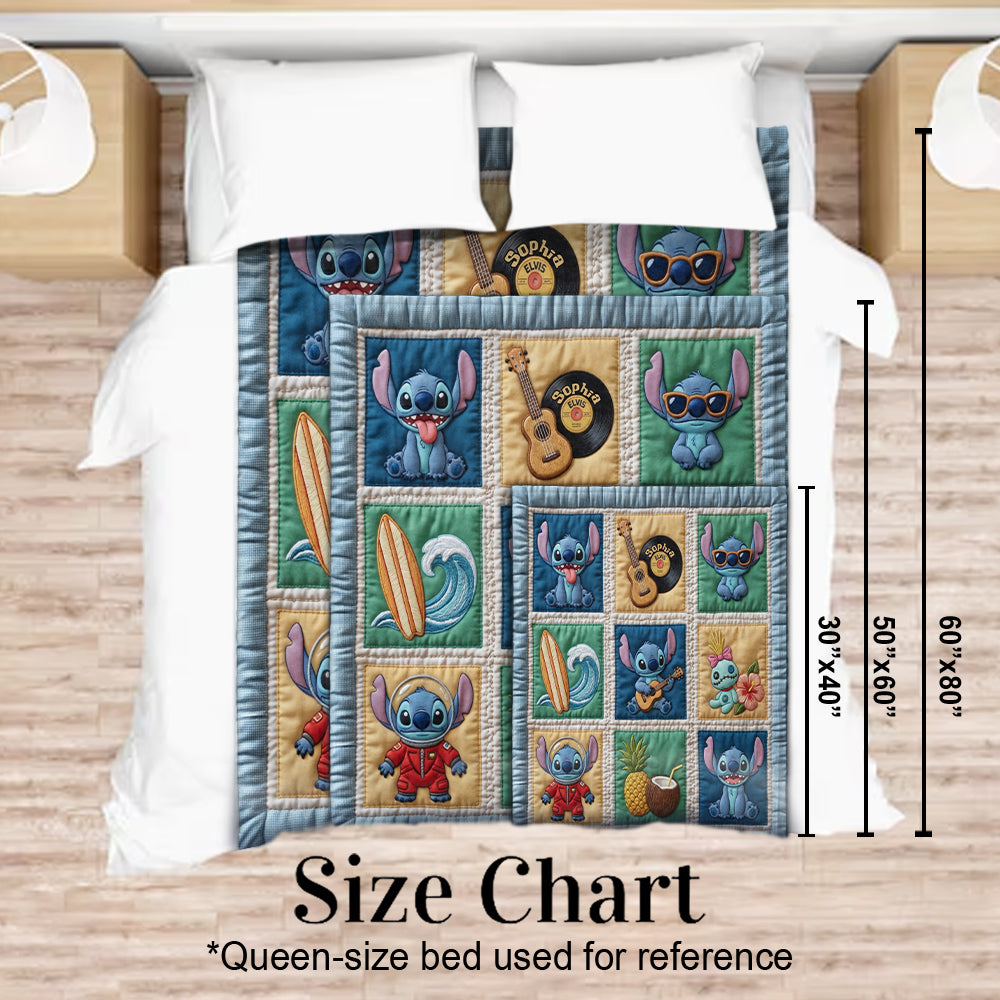 Personalized Ohana Blanket with Tropical Alien Vibes Blanket GradoCreations