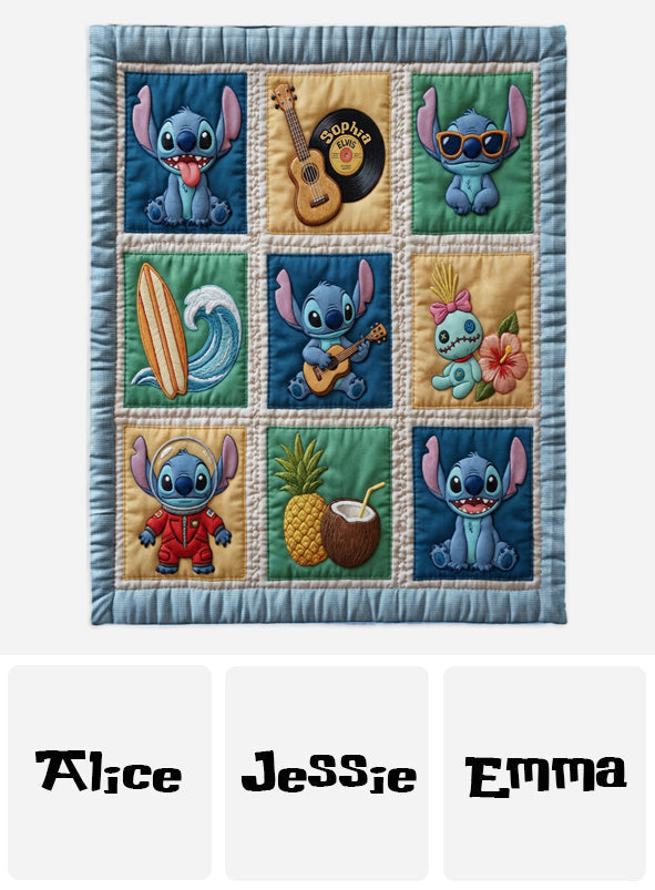 Personalized Ohana Blanket with Tropical Alien Vibes Blanket GradoCreations