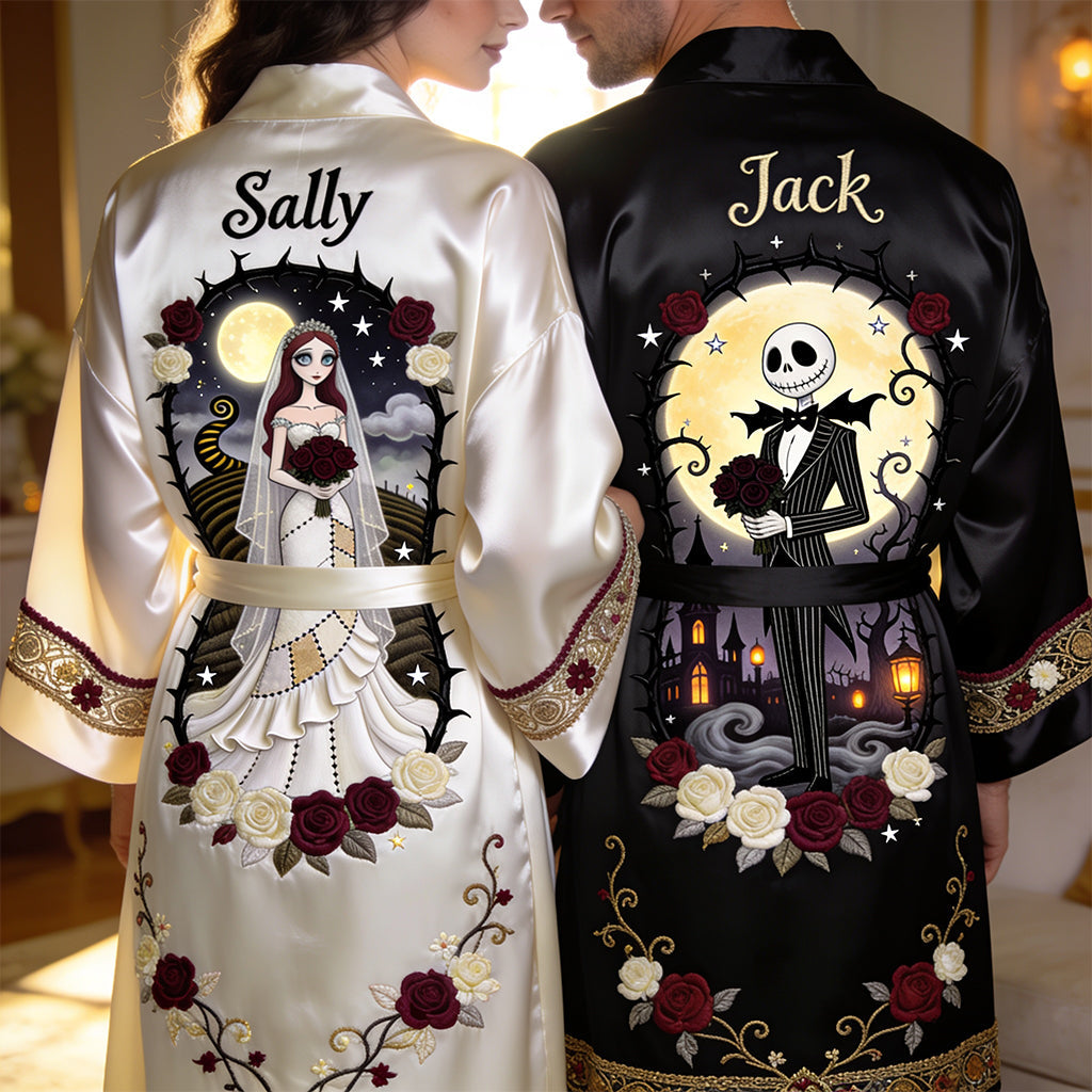 Personalized Satin Robe for Couples Custom Names Wedding Gift Satin Robe GradoCreations