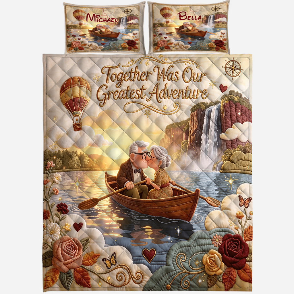 Custom Name Quilted Bedding Set Personalized Gift for Couple Quilted Bedding Set GradoCreations