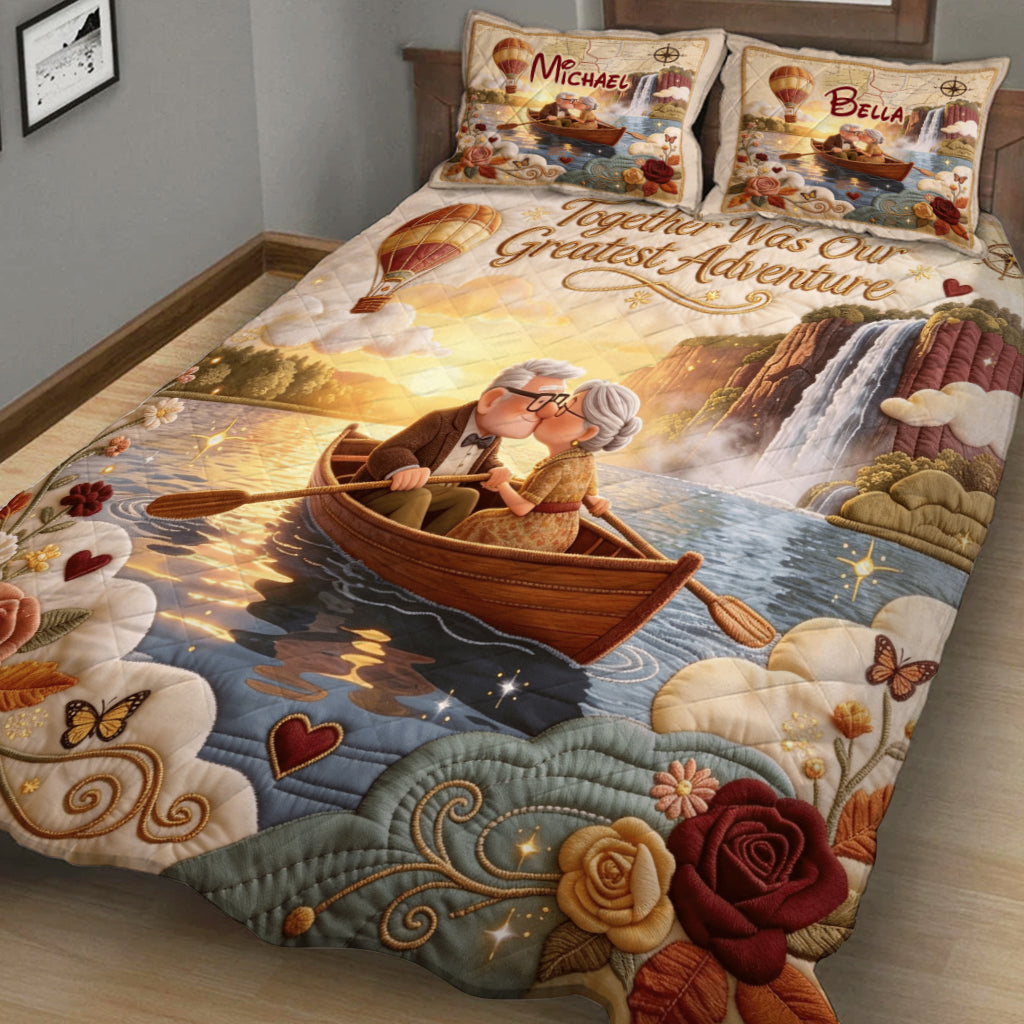 Personalized Up Movie Couple Quilt Set Custom Names Home Decor Quilt Set GradoCreations