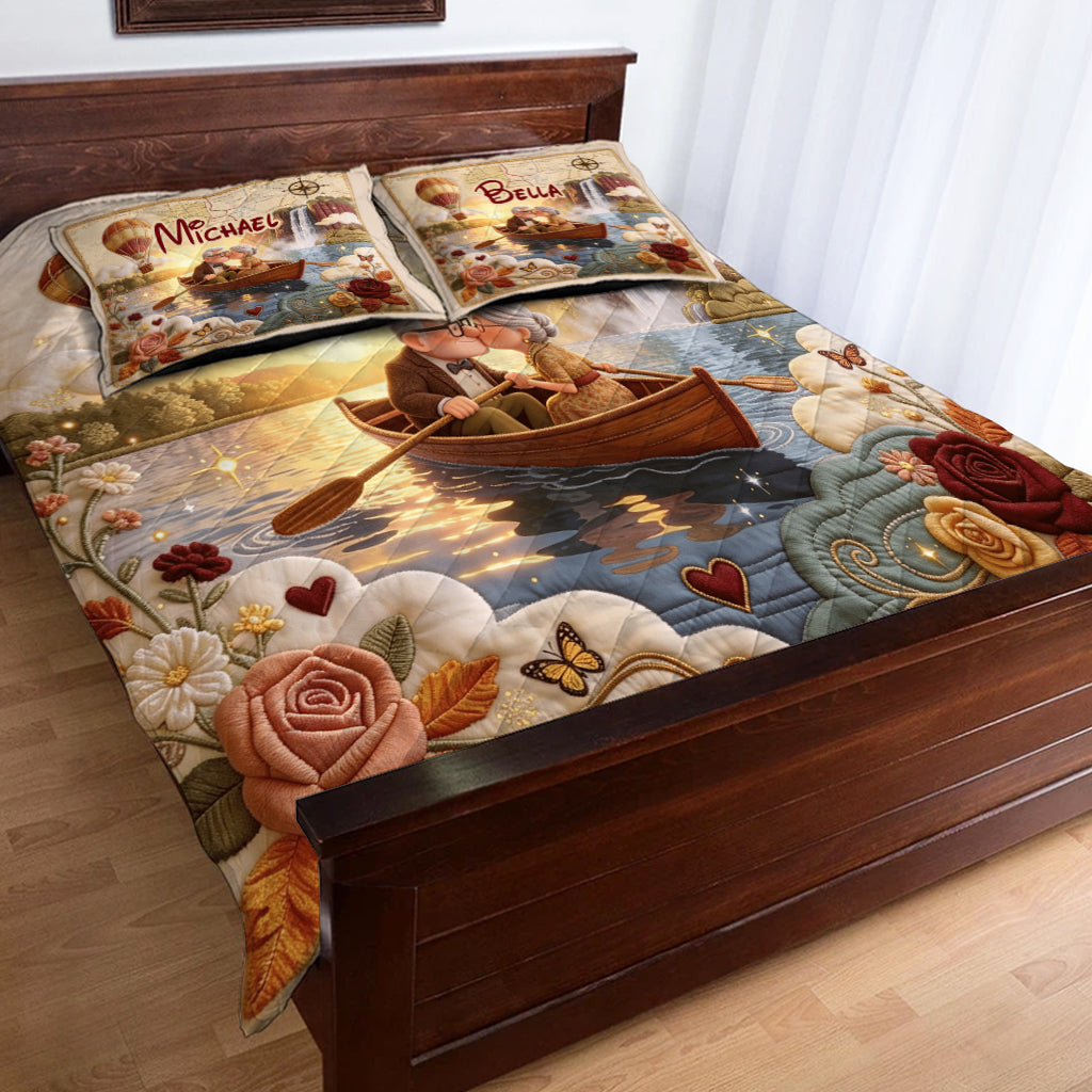 Custom Name Quilted Bedding Set Personalized Gift for Couple Quilted Bedding Set GradoCreations