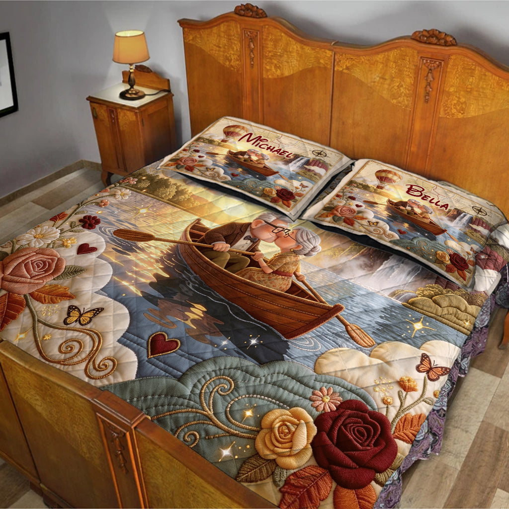 Personalized Up Movie Couple Quilt Set Custom Names Home Decor Quilt Set GradoCreations