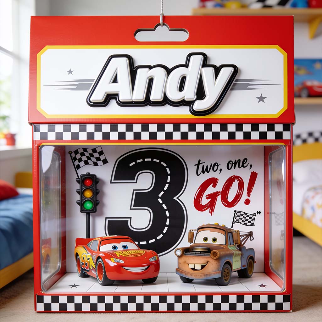 Personalized Racing Theme Acrylic Display Box for Kid's Birthday Gift Acrylic Display Box GradoCreations