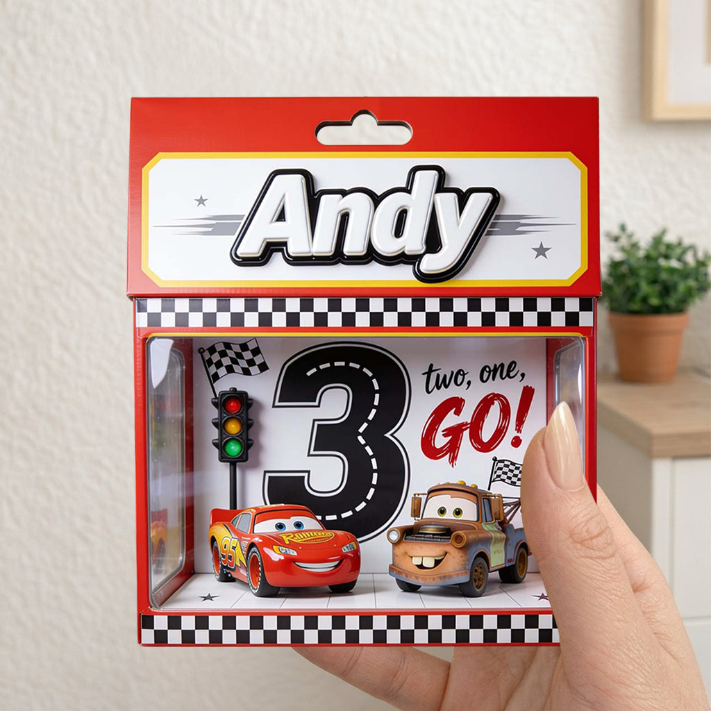 Personalized Racing Theme Acrylic Display Box for Kid's Birthday Gift Acrylic Display Box GradoCreations
