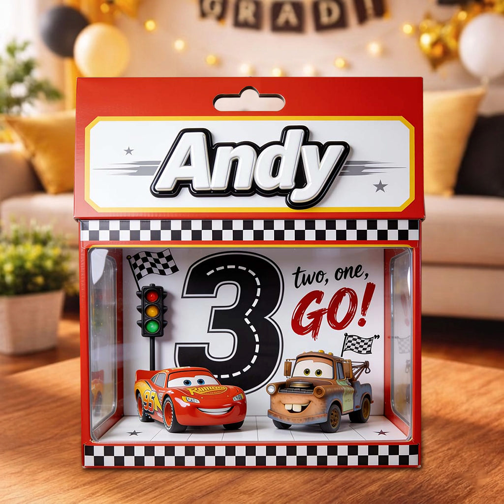 Personalized Racing Theme Acrylic Display Box for Kid's Birthday Gift Acrylic Display Box GradoCreations