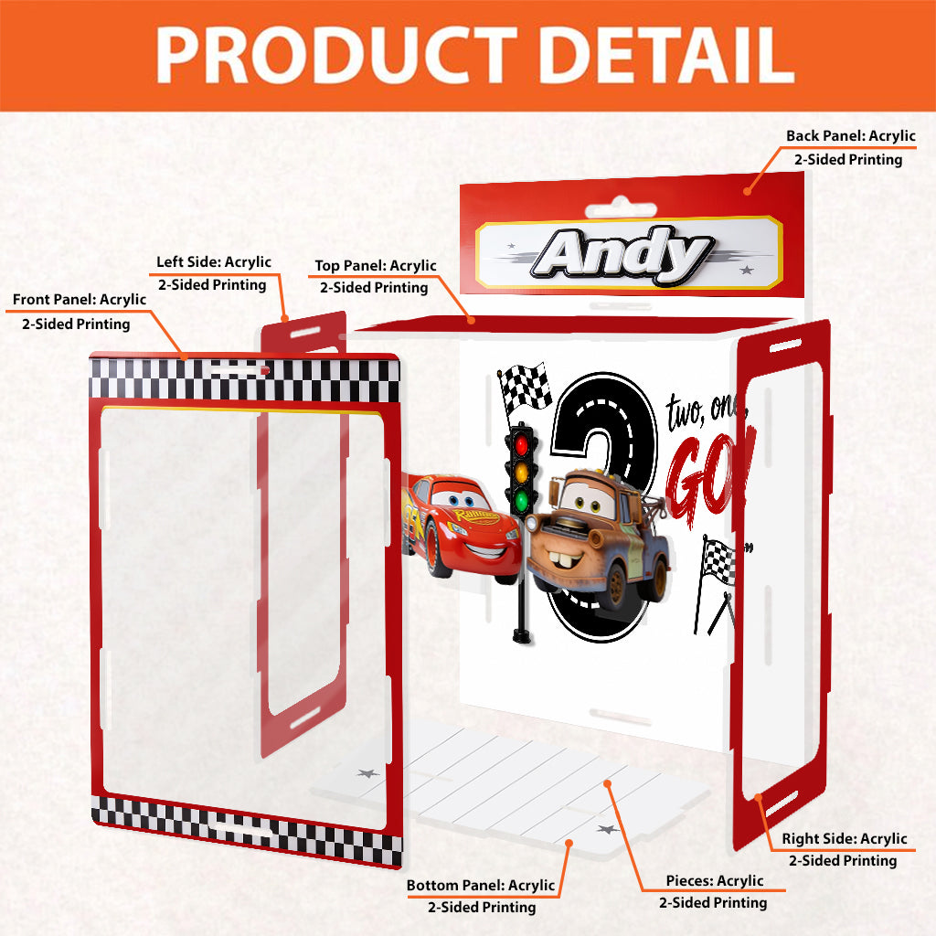 Personalized Racing Theme Acrylic Display Box for Kid's Birthday Gift Acrylic Display Box GradoCreations