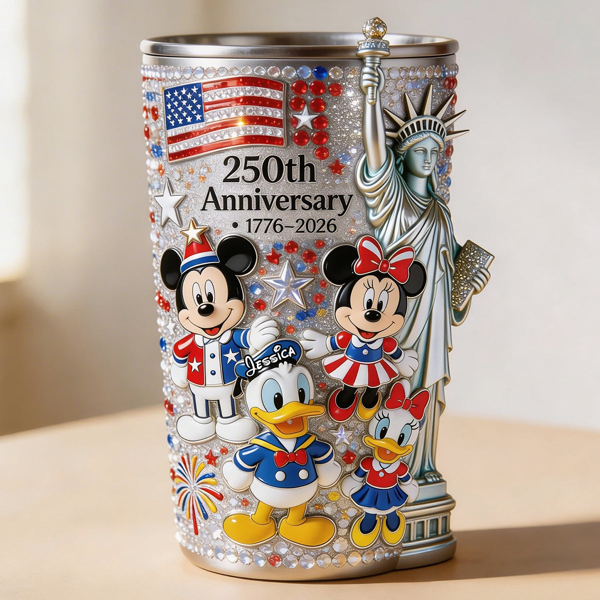 Personalized 250th Anniversary Cartoon Mouse Tumbler Gift Tumbler GradoCreations