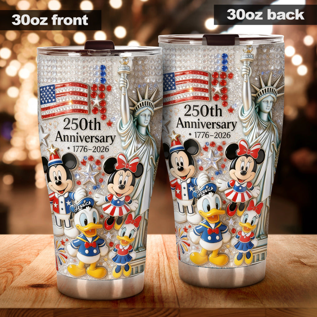 Personalized 250th Anniversary Cartoon Mouse Tumbler Gift Tumbler GradoCreations