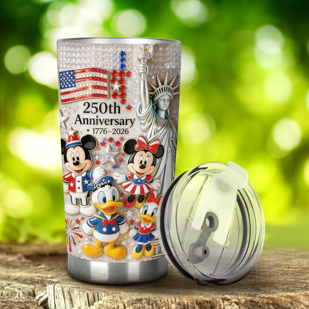 Personalized 250th Anniversary Cartoon Mouse Tumbler Gift Tumbler GradoCreations
