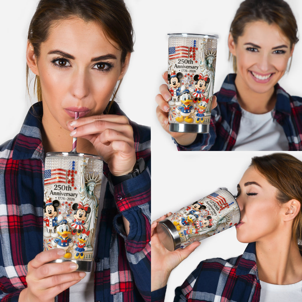 Personalized 250th Anniversary Cartoon Mouse Tumbler Gift Tumbler GradoCreations