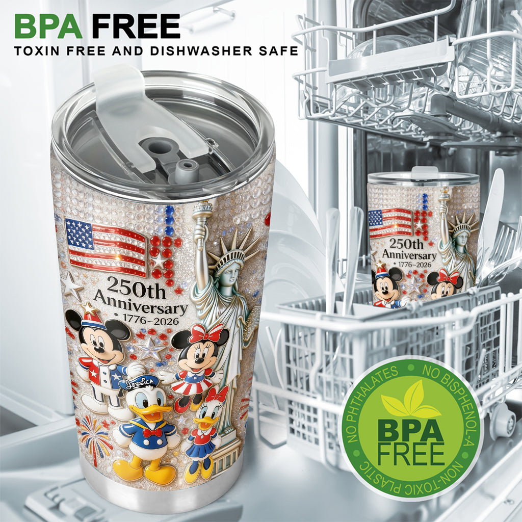 Personalized 250th Anniversary Cartoon Mouse Tumbler Gift Tumbler GradoCreations