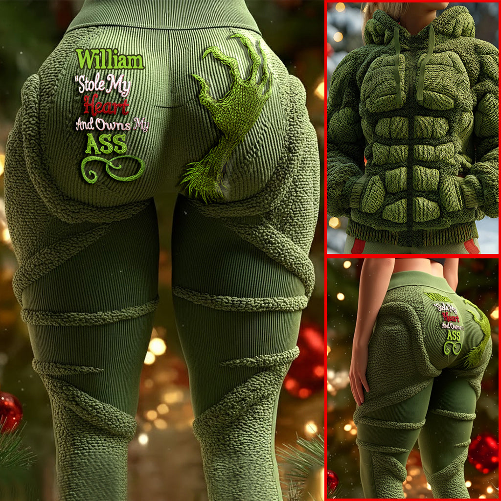 Personalized Merry Grinchmas Hoodie & Leggings Set for Christmas Hoodie & Leggings GradoCreations