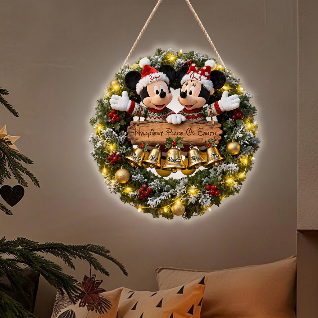 Personalized Christmas Wreath LED Light Acrylic Sign Gift LED Light Acrylic Sign GradoCreations