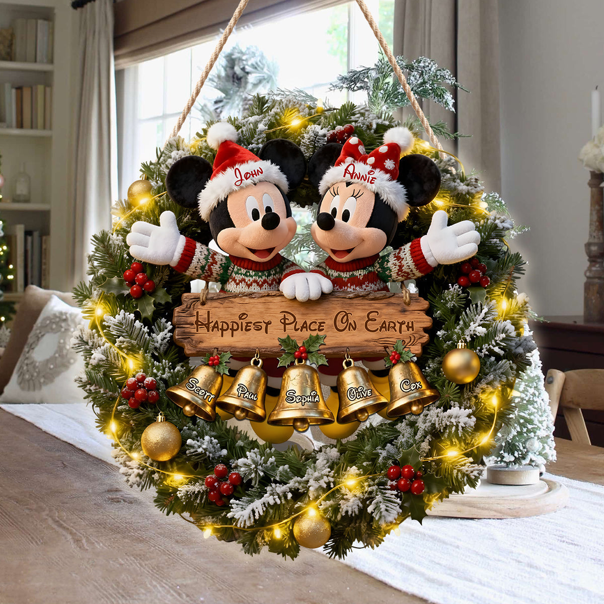 Personalized Christmas Wreath LED Light Acrylic Sign Gift LED Light Acrylic Sign GradoCreations