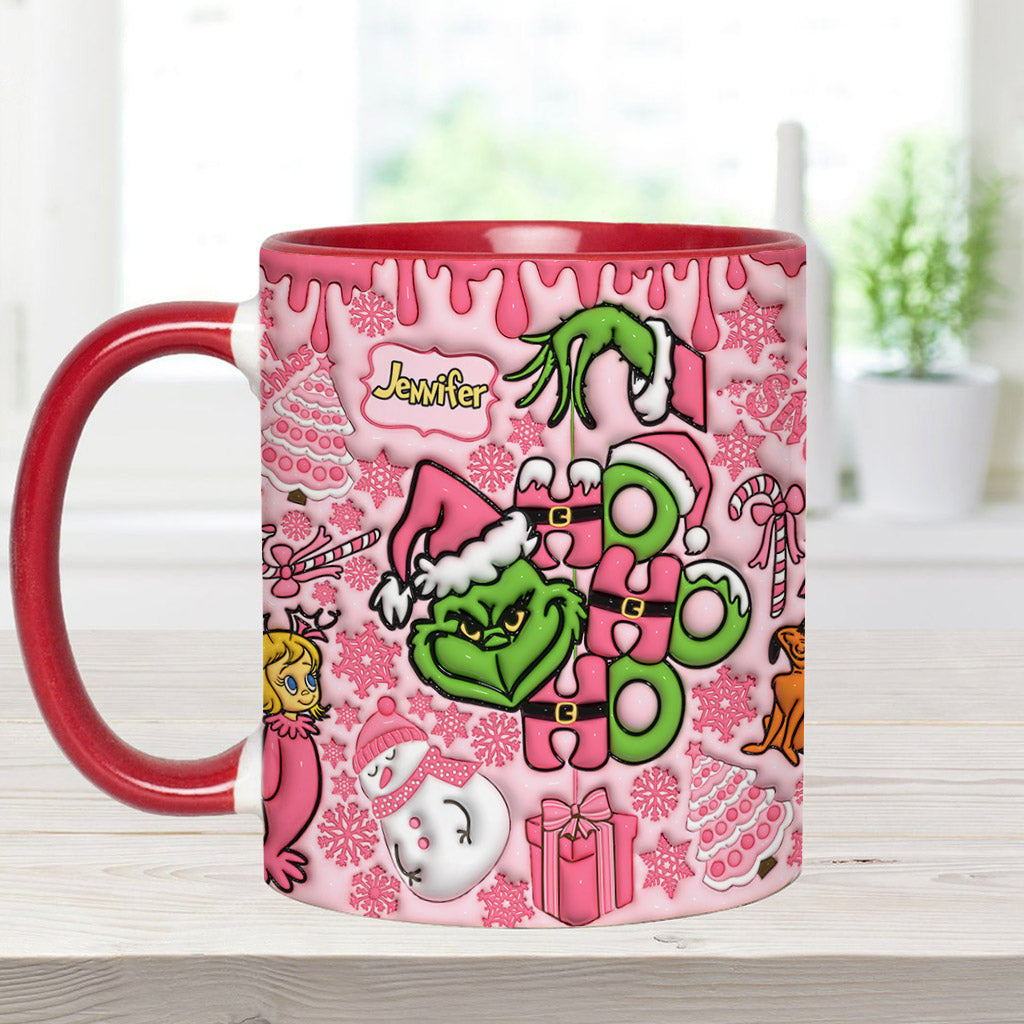 Personalized Grinch Christmas Accent Mug with Custom Name for Holiday Gifts Accent Mug GradoCreations