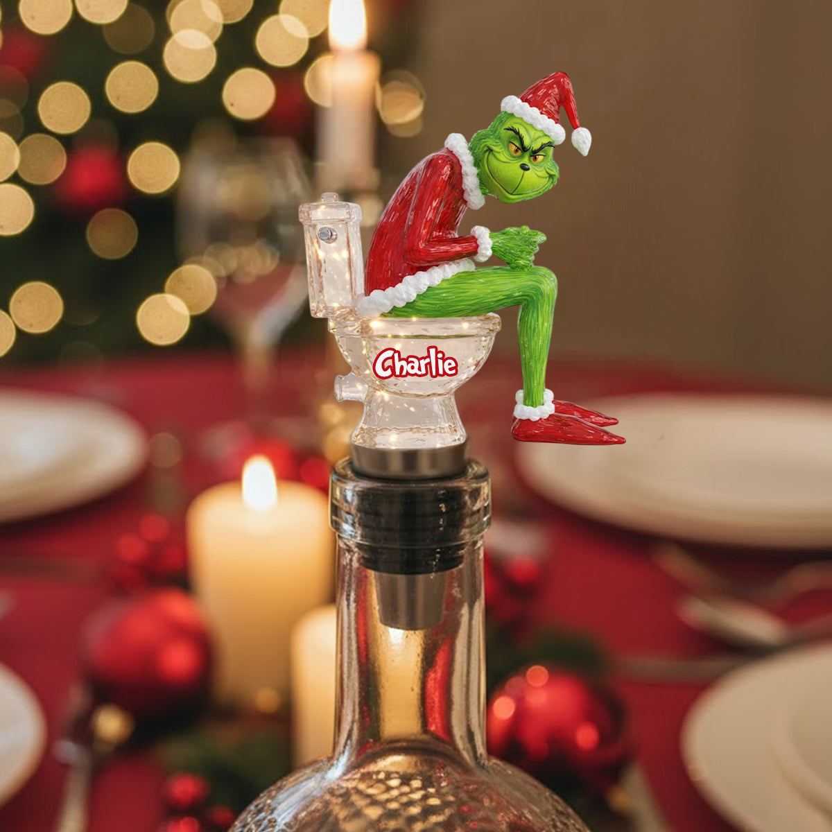 Personalized Grinch Pooping Bottle Stopper Custom Gift for Christmas Bottle Stopper GradoCreations