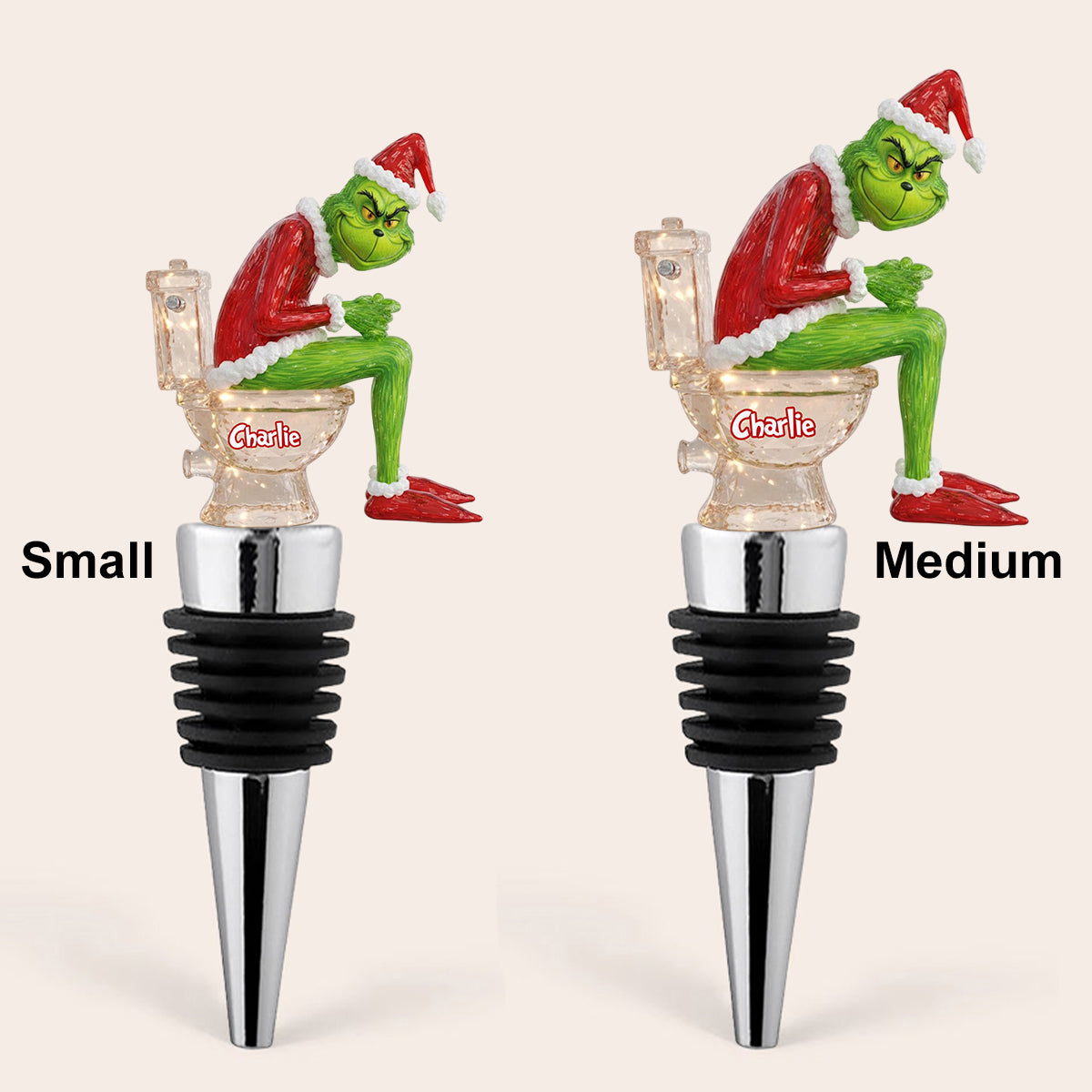 Personalized Grinch Pooping Bottle Stopper Custom Gift for Christmas Bottle Stopper GradoCreations
