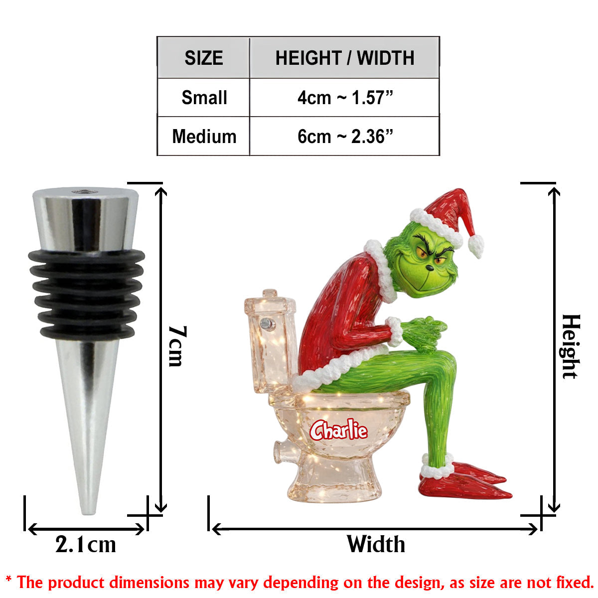 Personalized Grinch Pooping Bottle Stopper Custom Gift for Christmas Bottle Stopper GradoCreations