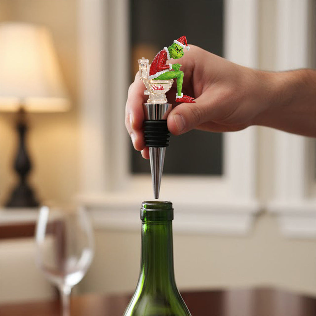 Personalized Grinch Pooping Bottle Stopper Custom Gift for Christmas Bottle Stopper GradoCreations