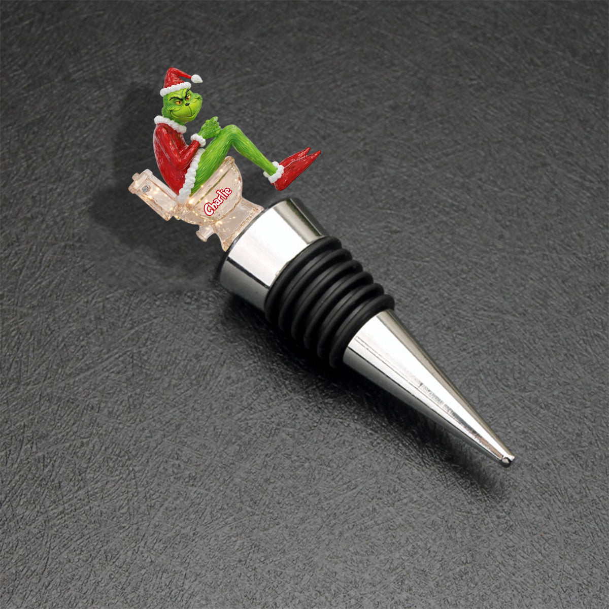 Personalized Grinch Pooping Bottle Stopper Custom Gift for Christmas Bottle Stopper GradoCreations