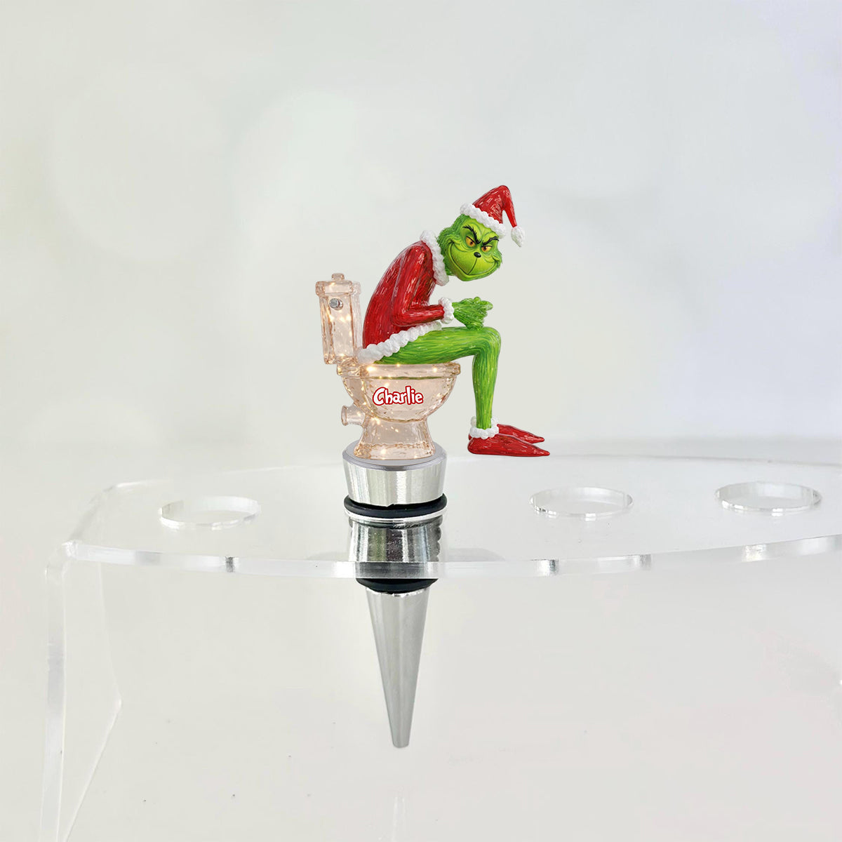 Personalized Grinch Pooping Bottle Stopper Custom Gift for Christmas Bottle Stopper GradoCreations