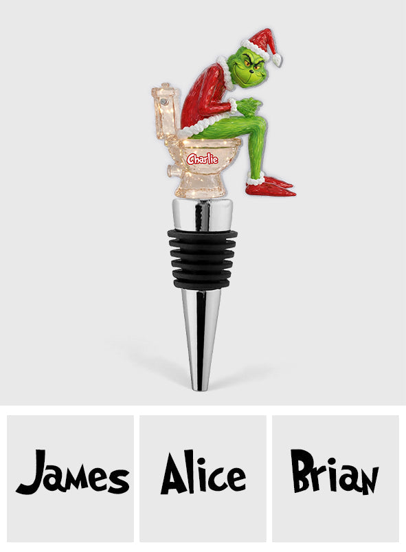 Personalized Grinch Pooping Bottle Stopper Custom Gift for Christmas Bottle Stopper GradoCreations