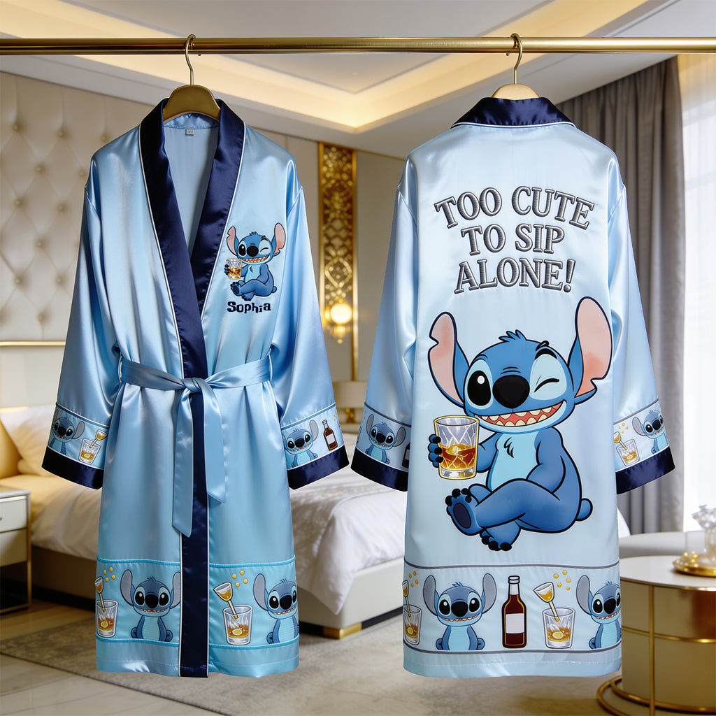 Personalized Satin Robe Custom Name Ohana Gift for Her Satin Robe GradoCreations