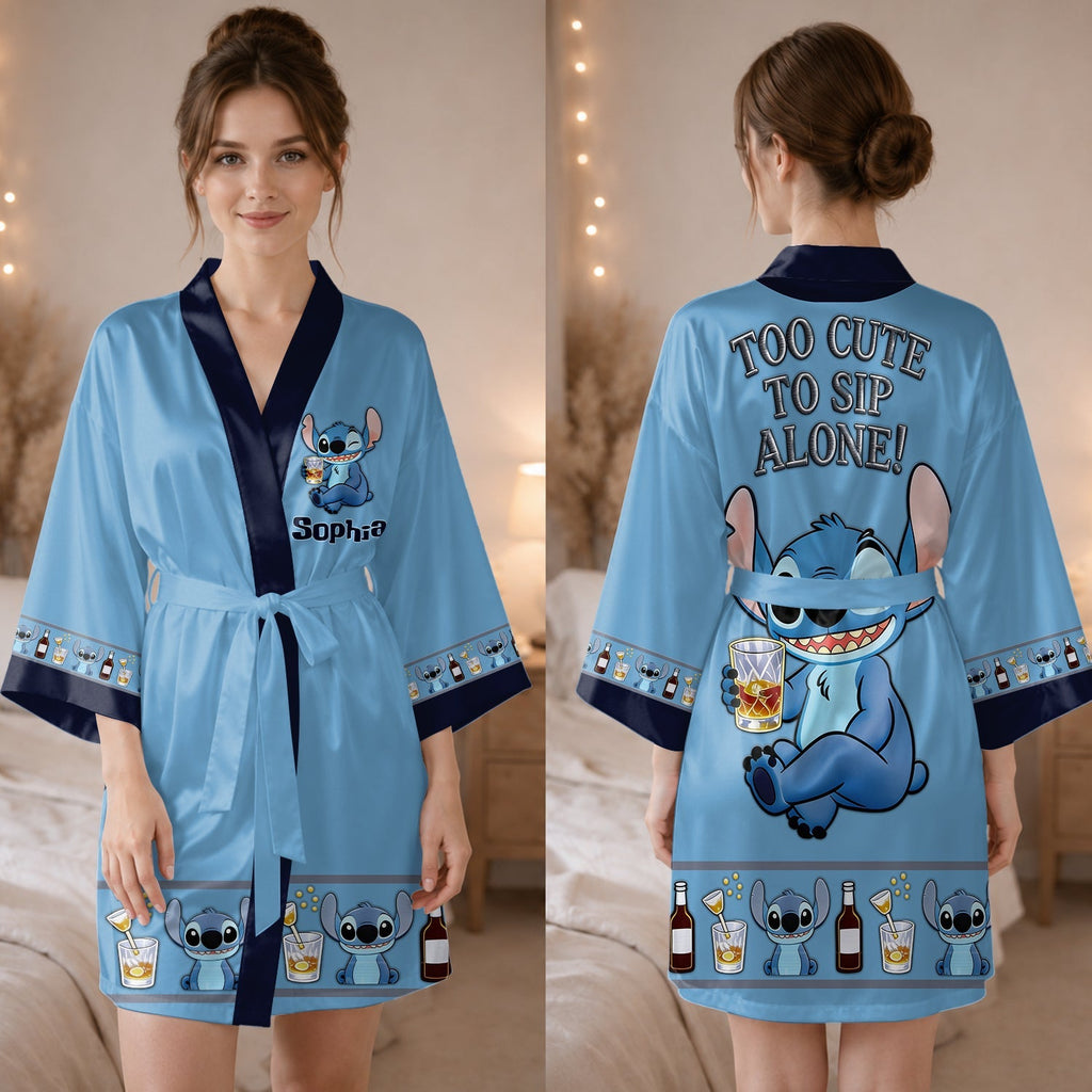 Personalized Satin Robe Custom Name Ohana Gift for Her Satin Robe GradoCreations