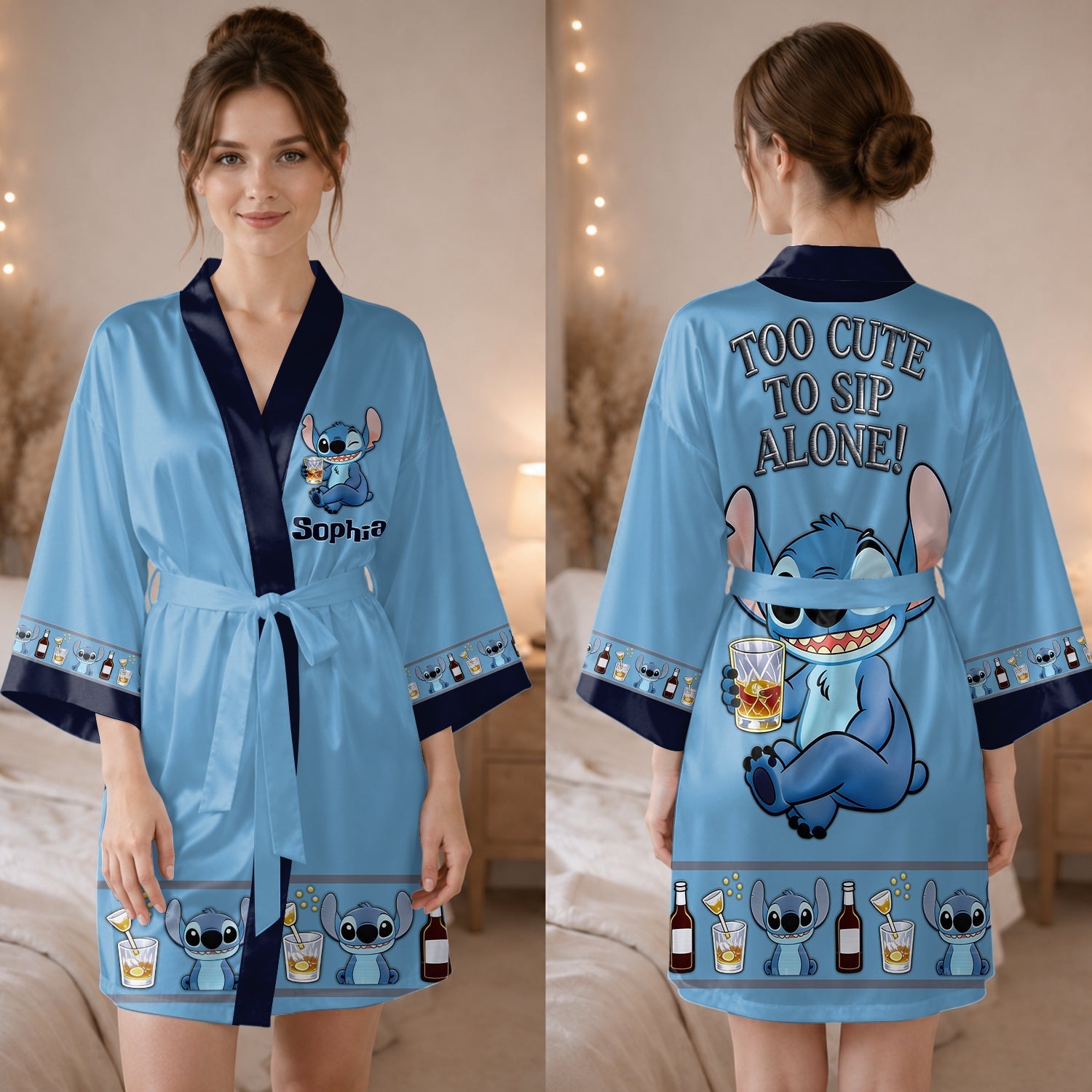 Personalized Satin Robe Custom Name Ohana Gift for Her Satin Robe GradoCreations