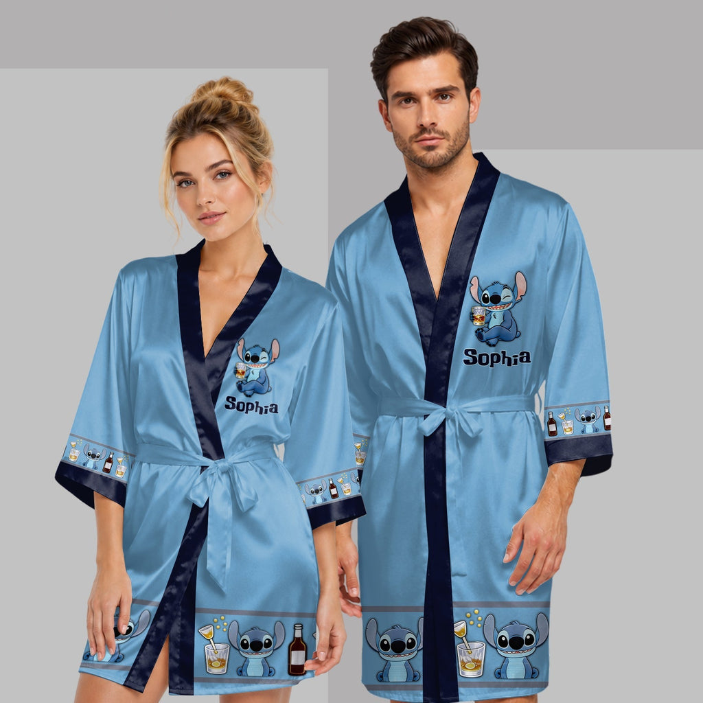 Personalized Satin Robe Custom Name Ohana Gift for Her Satin Robe GradoCreations