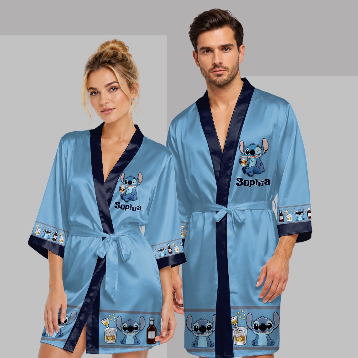 Personalized Satin Robe Custom Name Ohana Gift for Her Satin Robe GradoCreations