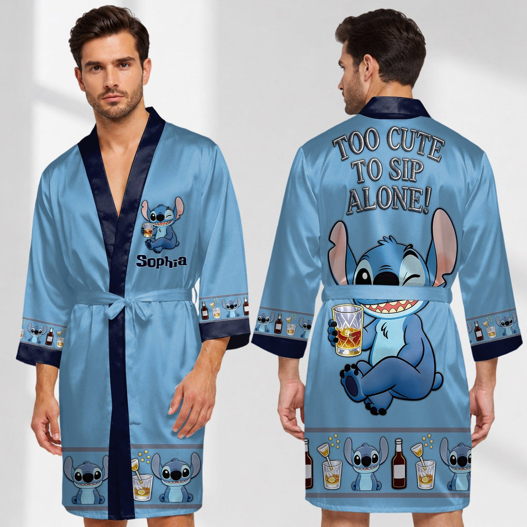 Personalized Satin Robe Custom Name Ohana Gift for Her Satin Robe GradoCreations