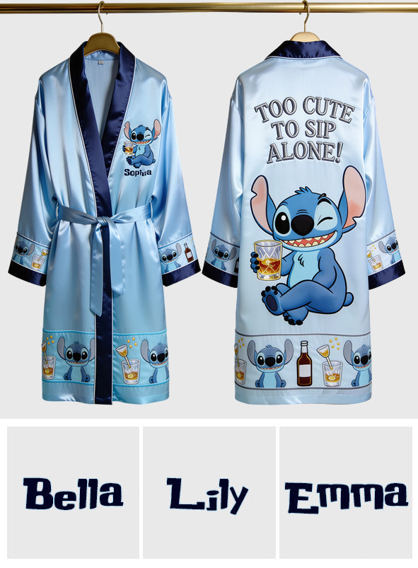 Personalized Satin Robe Custom Name Ohana Gift for Her Satin Robe GradoCreations