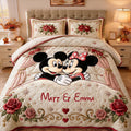 Personalized Mickey & Minnie Quilt Set with Custom Names for Couples Quilt Set GradoCreations