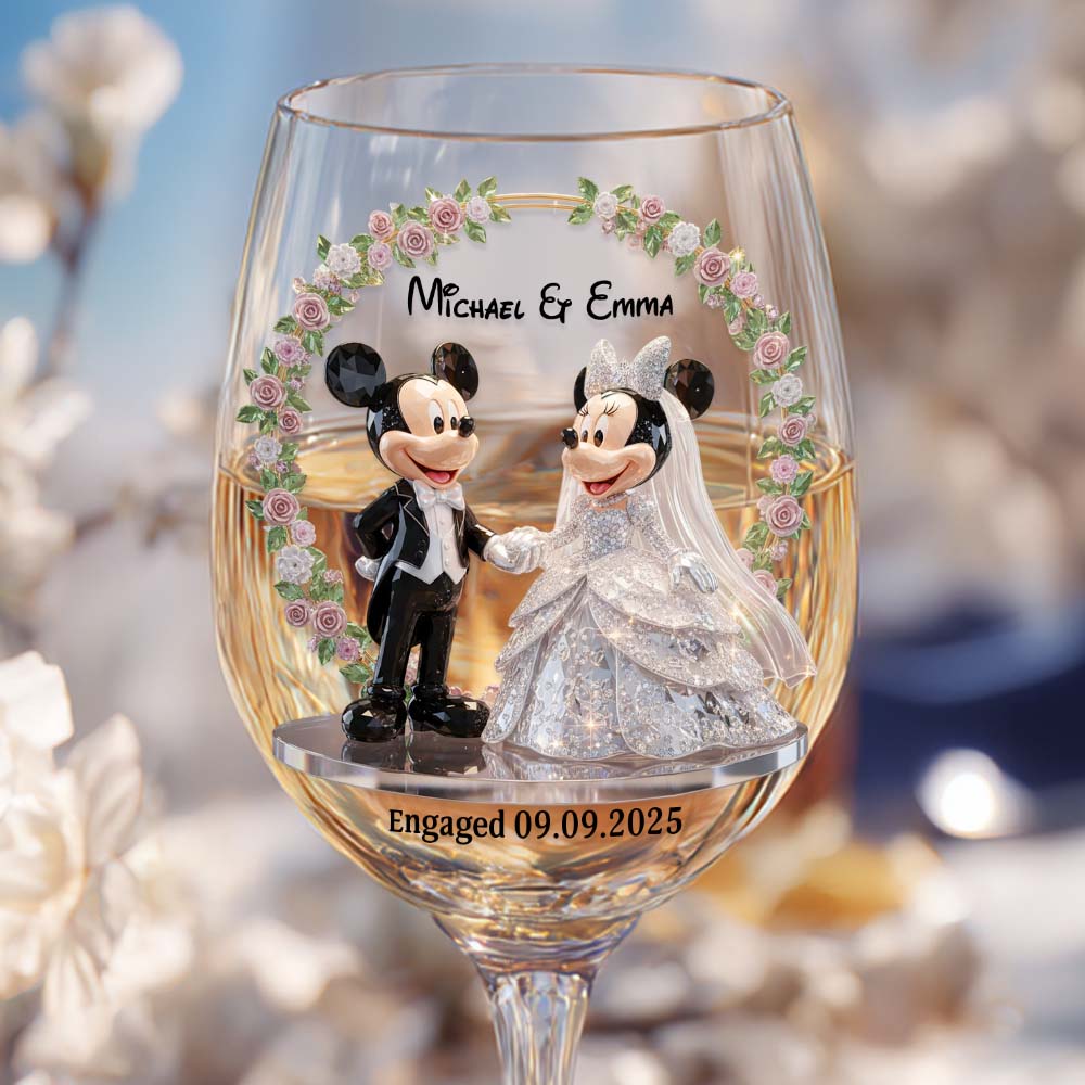 Personalized Wine Glass with Long Stem for Couples Engagement Gift Wine Glass With Long Stem GradoCreations