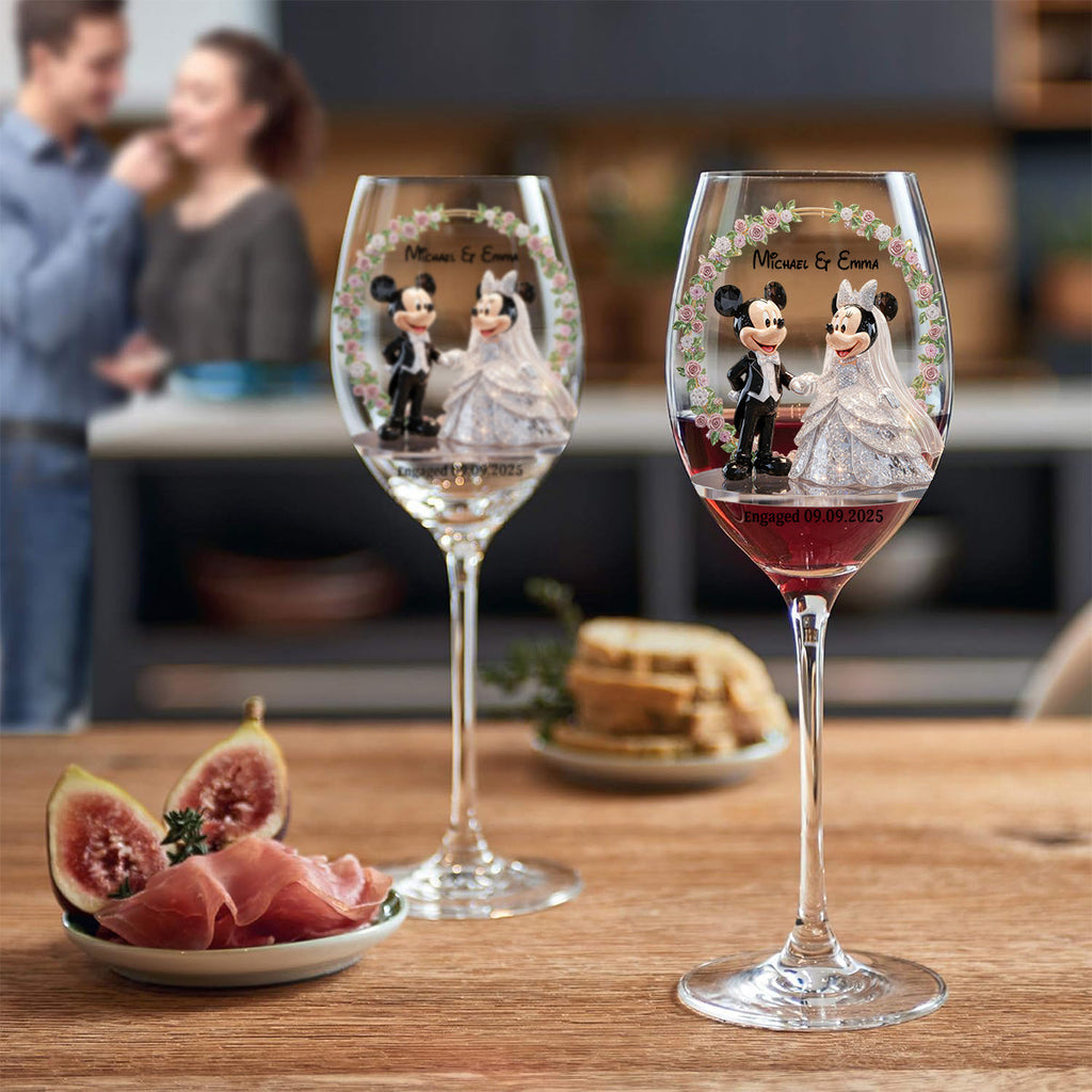 Personalized Wine Glass with Long Stem for Couples Engagement Gift Wine Glass With Long Stem GradoCreations