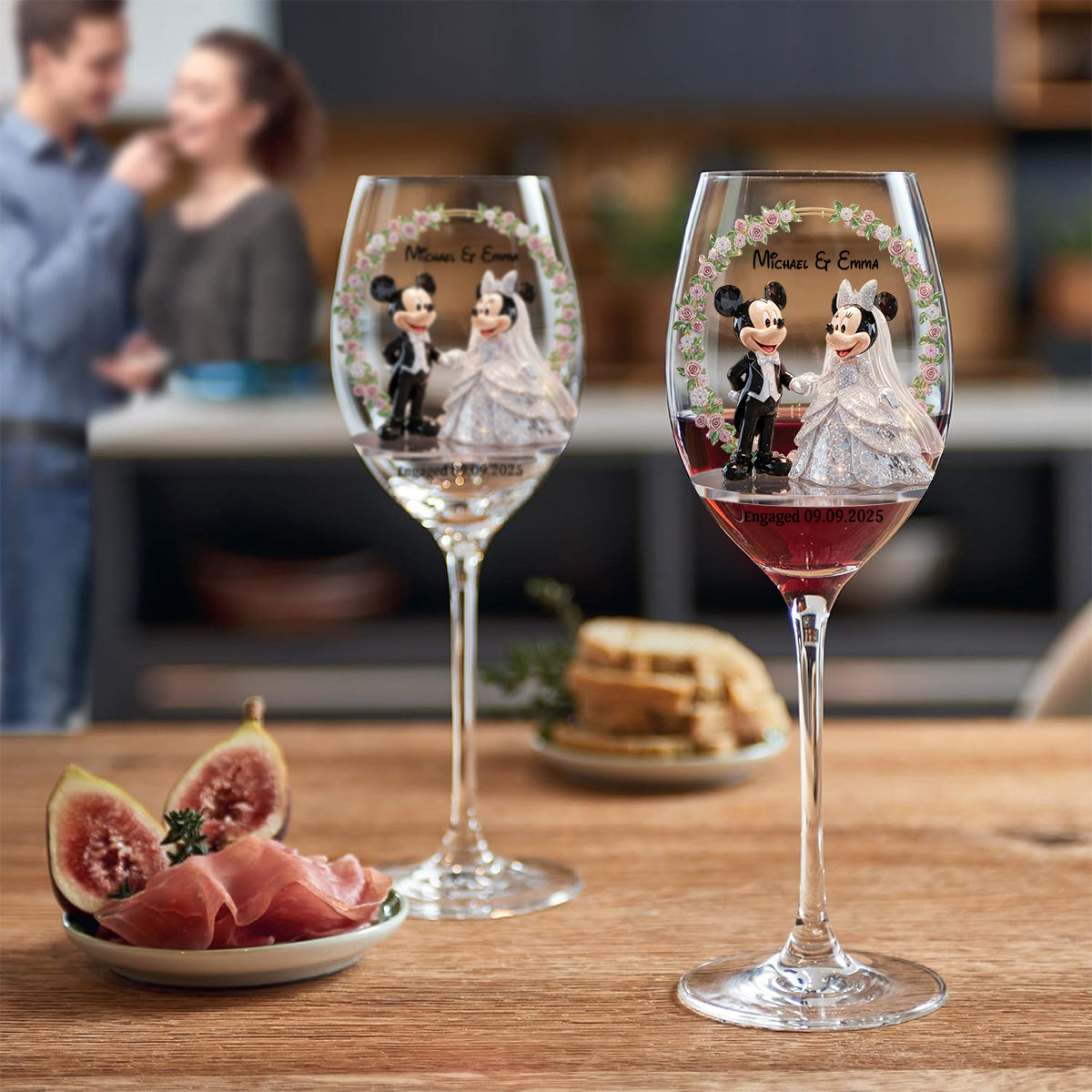 Personalized Wine Glass with Long Stem for Couples Engagement Gift Wine Glass With Long Stem GradoCreations