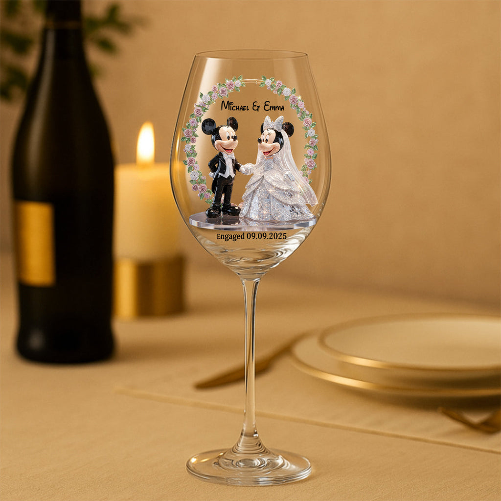 Personalized Wine Glass with Long Stem for Couples Engagement Gift Wine Glass With Long Stem GradoCreations
