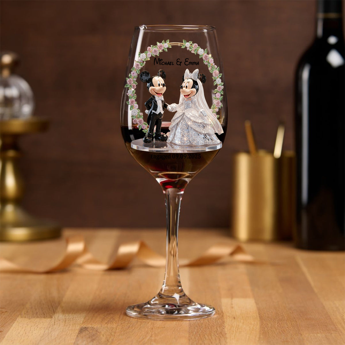 Personalized Wine Glass with Long Stem for Couples Engagement Gift Wine Glass With Long Stem GradoCreations
