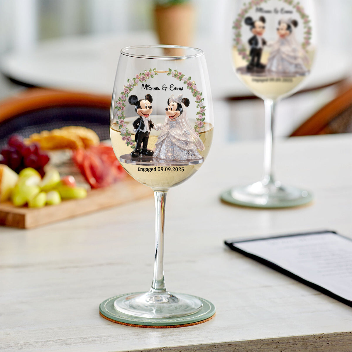 Personalized Wine Glass with Long Stem for Couples Engagement Gift Wine Glass With Long Stem GradoCreations