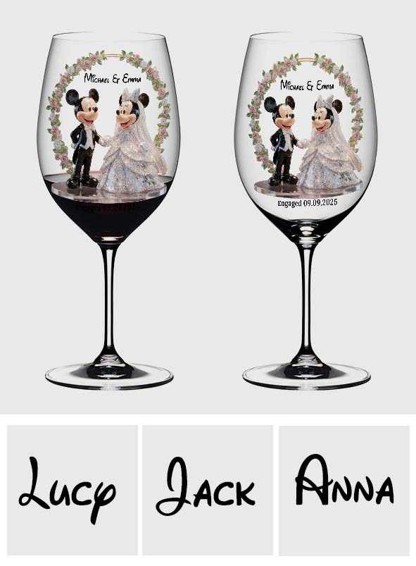 Personalized Wine Glass with Long Stem for Couples Engagement Gift Wine Glass With Long Stem GradoCreations