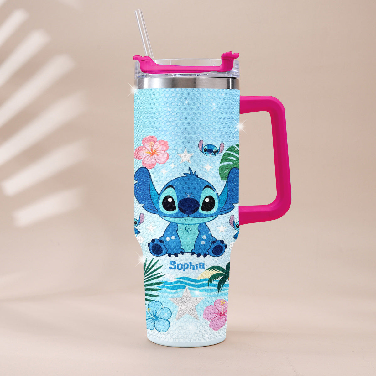 Personalized Ohana Rhinestone Tumbler with Handle for Mom Rhinestone Tumbler With Handle GradoCreations