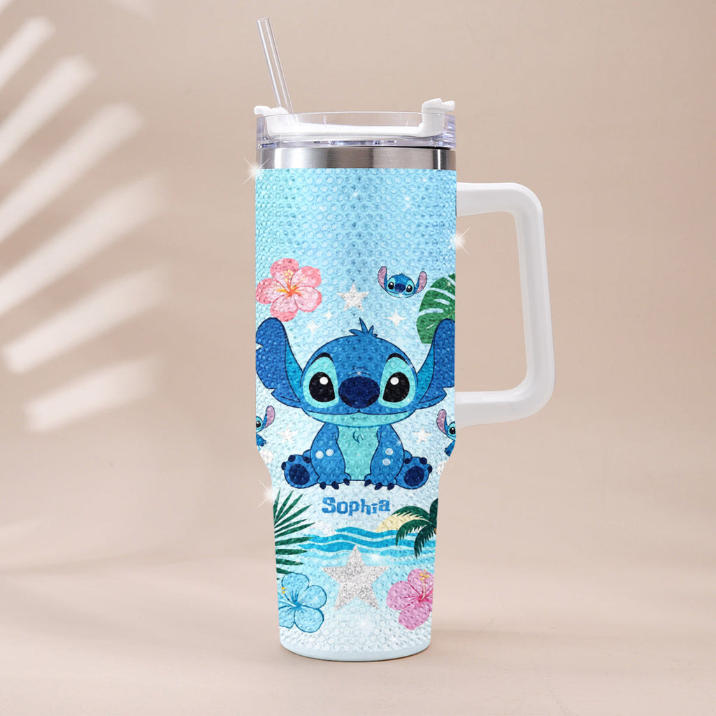 Personalized Ohana Rhinestone Tumbler with Handle for Mom Rhinestone Tumbler With Handle GradoCreations