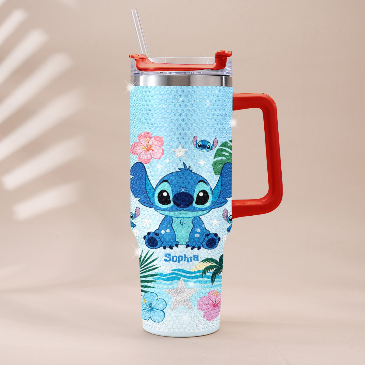 Personalized Ohana Rhinestone Tumbler with Handle for Mom Rhinestone Tumbler With Handle GradoCreations