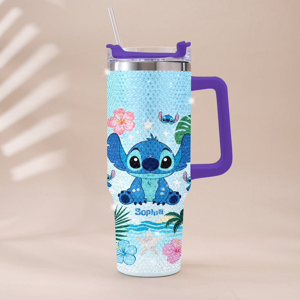 Personalized Ohana Rhinestone Tumbler with Handle for Mom Rhinestone Tumbler With Handle GradoCreations